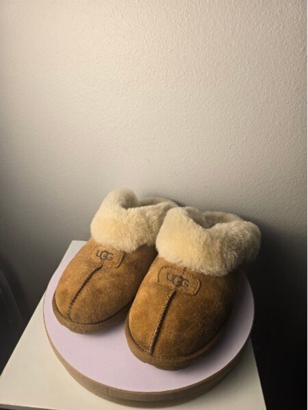 UGG Classic Cozy Shearling Lined Slippers in Chestnut Brown